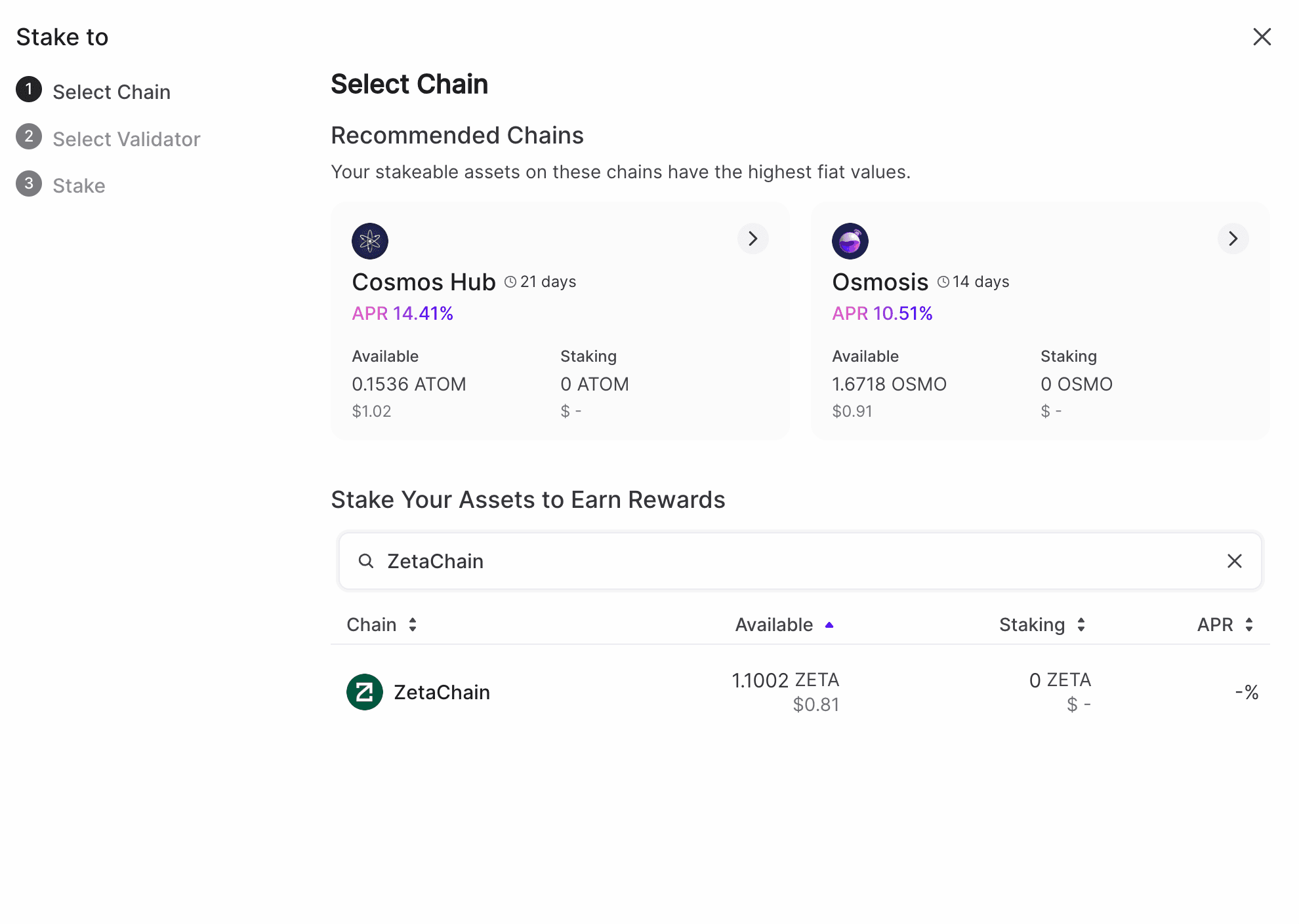 Keplr Staking Dashboard